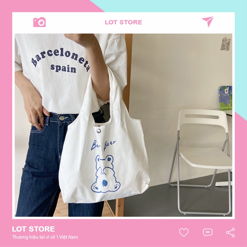 Túi tote vải nữ canvas đeo chéo thời trang LOTSTORE TX753