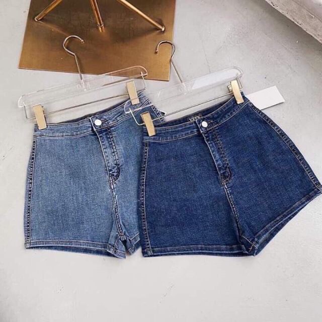 Quần short jean nữ Trơn Lưng form ôm, Quần Short Bò Cạp Cao Ulzzang Hàng Quảng Châu