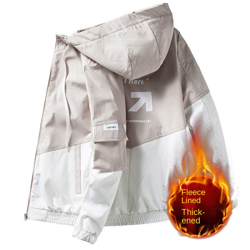 Áo khoác hoodie lót nhung dày dặn dáng rộng thời trang cá tính cho nam