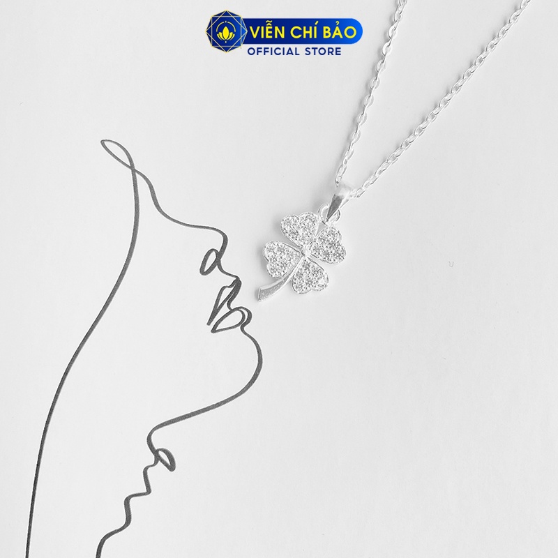 Dây chuyền bạc nữ cỏ 4 lá có đuôi chất liệu bạc 925 thời trang phụ kiện trang sức nữ Viễn Chí Bảo D400783