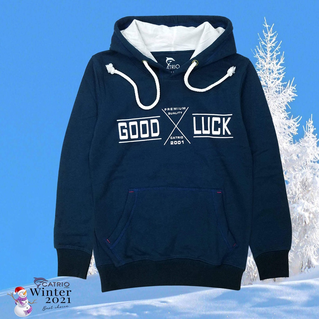 Áo hoodie bé trai, áo nỉ có mũ bé trai size đại Catrio in Goodluck 9-18 tuổi