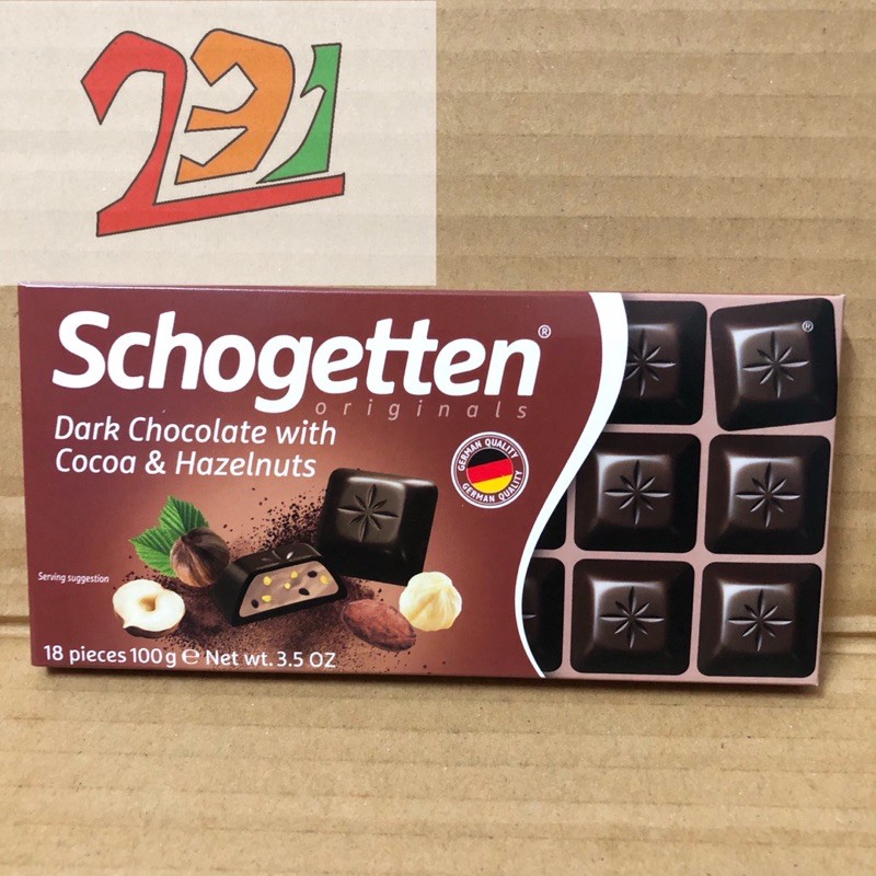 [100 g]Thanh Chocolate Schogetten Dark with cocoa & Hazelnuts