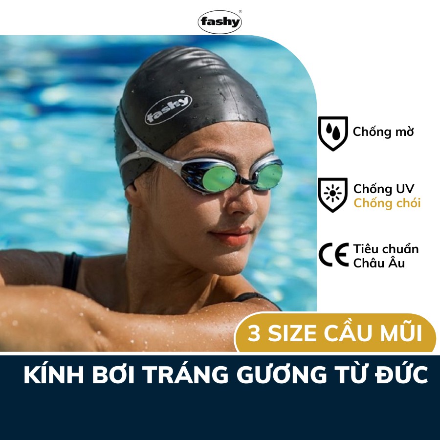 Kính bơi tráng gương nhập khẩu từ Đức Fashy, dòng Power Mirror dành cho người lớn trẻ em nhiều độ tuổi