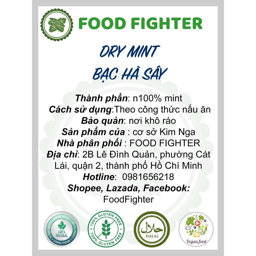 Bạc hà sấy nhập khẩu làm làm trà bánh peppermint pha chế đồ uống- Dry Mint - Hũ 120ml