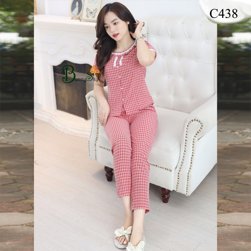 [Bunnysky] Đồ bộ nữ, quần áo mặc nhà mặc sau sinh, họa tiết dễ thương, kiểu dáng đẹp