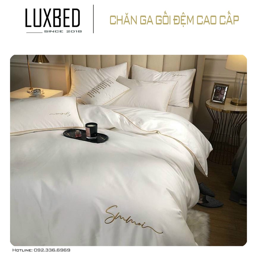 BỘ CHĂN GA GỐI LỤA SUMOI 60s TRƠN CAO CẤP - LUXBED