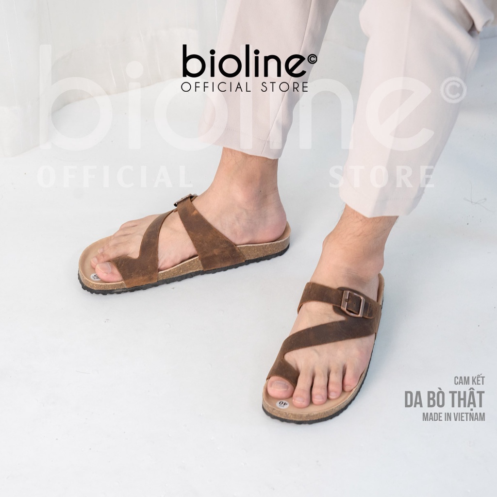 [DA BÒ THẬT] D24 - Dép đế trấu BIRKEN da bò thật xỏ ngón - SIÊU HOT  - Bioline Official Store