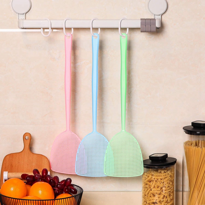 Fly Swatter 10 gói Tay cầm dài bằng nhựa Fly Swat Hướng dẫn sử dụng Swat Kiểm soát dịch hại cho ruồi và muỗi Nhiều màu ngẫu nhiên