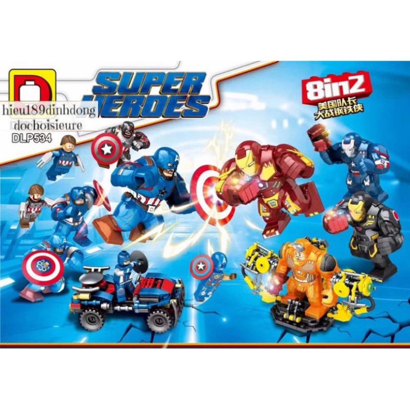 Lắp ráp xếp hình Lego siêu anh hùng 534 : Big fig Cuộc chiến của captain và iron man