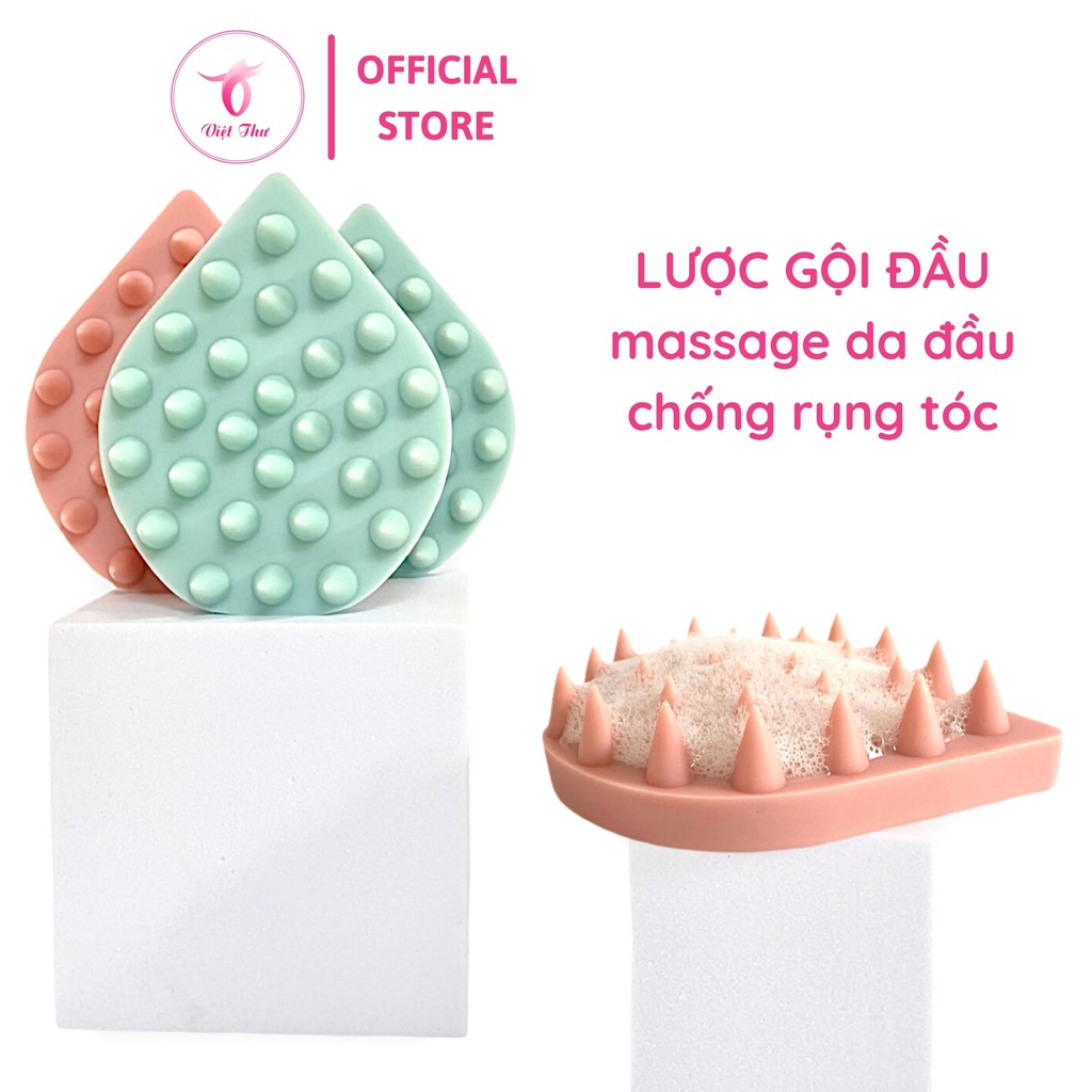 Lược gội đầu silicon Nhật Bản cao cấp gội sạch tóc, massage da đầu hiệu quả Việt Thư