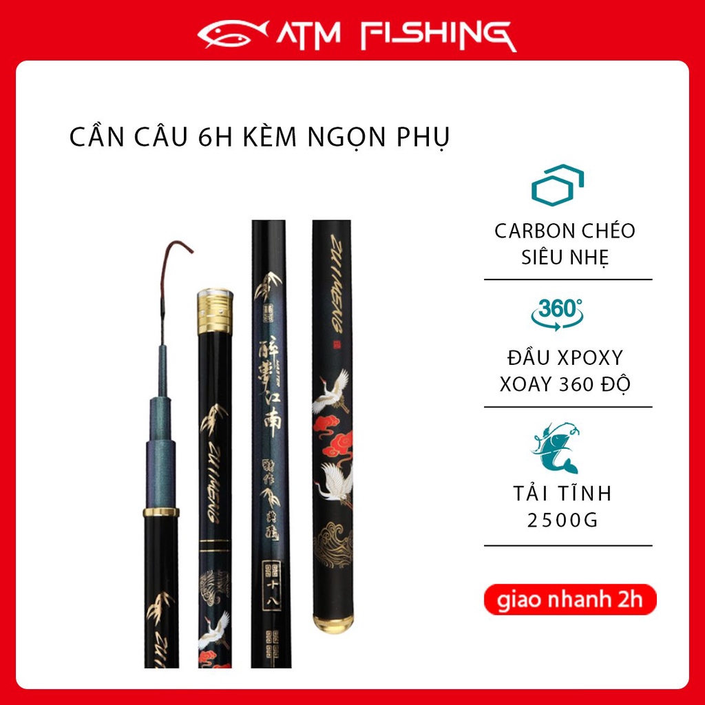 Cần Câu Tay,Cần Câu Cài Thiên Hạc Độ Cứng 6H Chất Liệu Carbon Cao Cấp