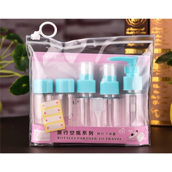 Bộ chiết mỹ phẩm du lịch 5 món kèm túi đựng khóa zip