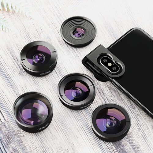 Bộ lens 5in1 apexel,ống kính chụp ảnh 4K cho điện thoại,smartphone,lens góc rộng,lens macro,lens mắt cá,lens chân dung