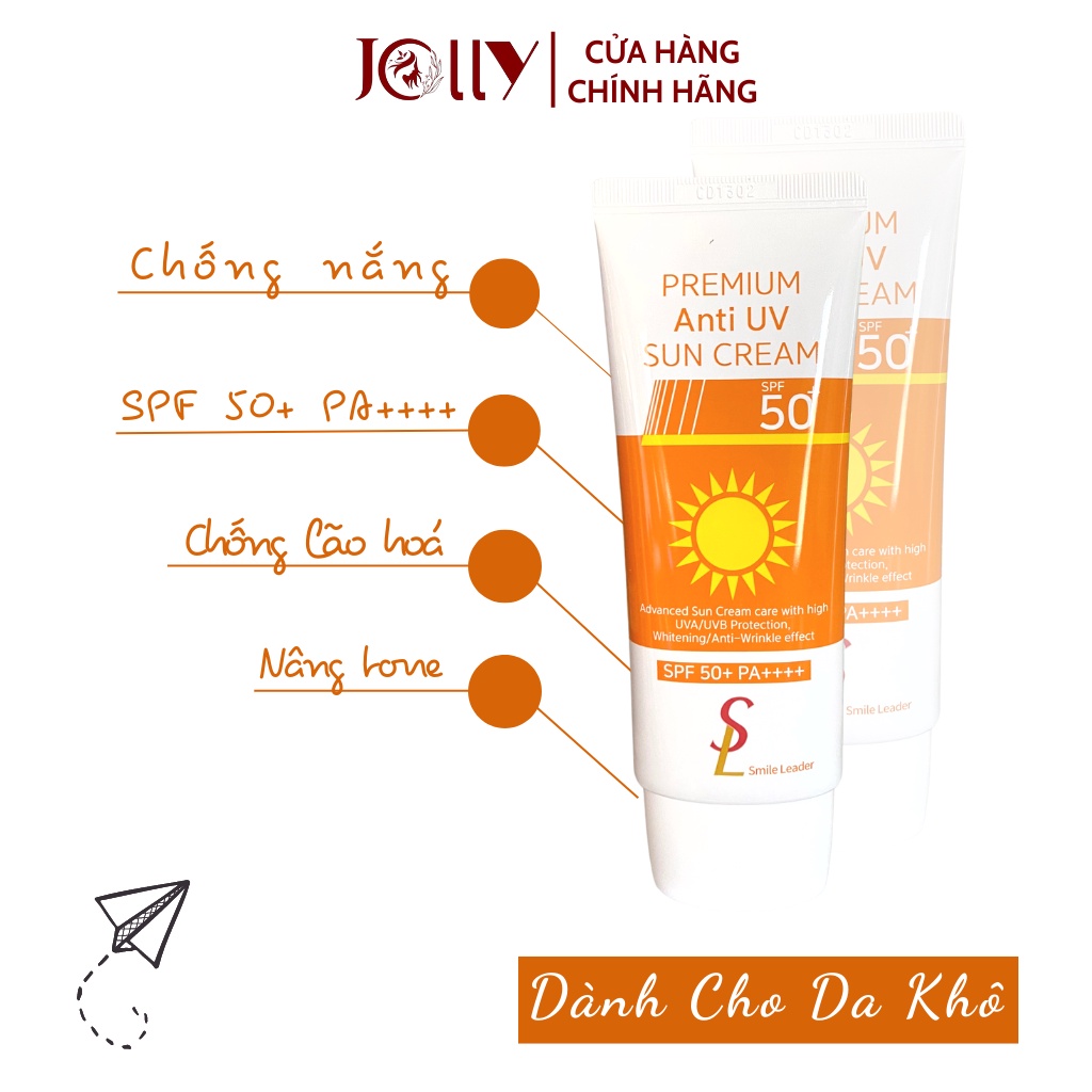Kem Chống Nắng Nâng Tone Smile Leader Sun Cream SPF 50+ PA++++ 60ml