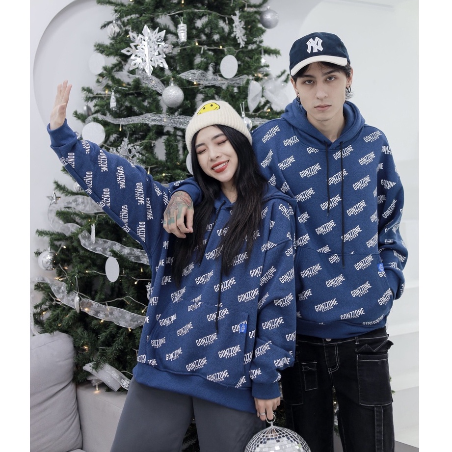 Áo Hoodies Nỉ Mùa Đông Form Rộng Gonzzone - Màu Xanh Đá