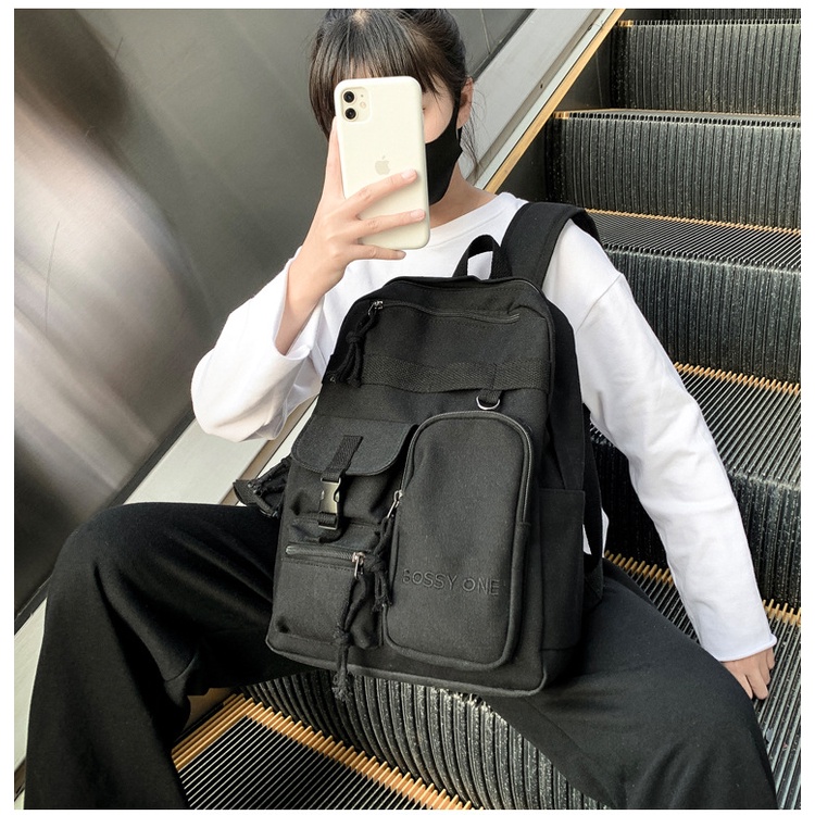 Ba Lô Đi Học Phong Cách Đường Phố Hồng Kông ko068 Thời Trang Cho Nam Và Nữ