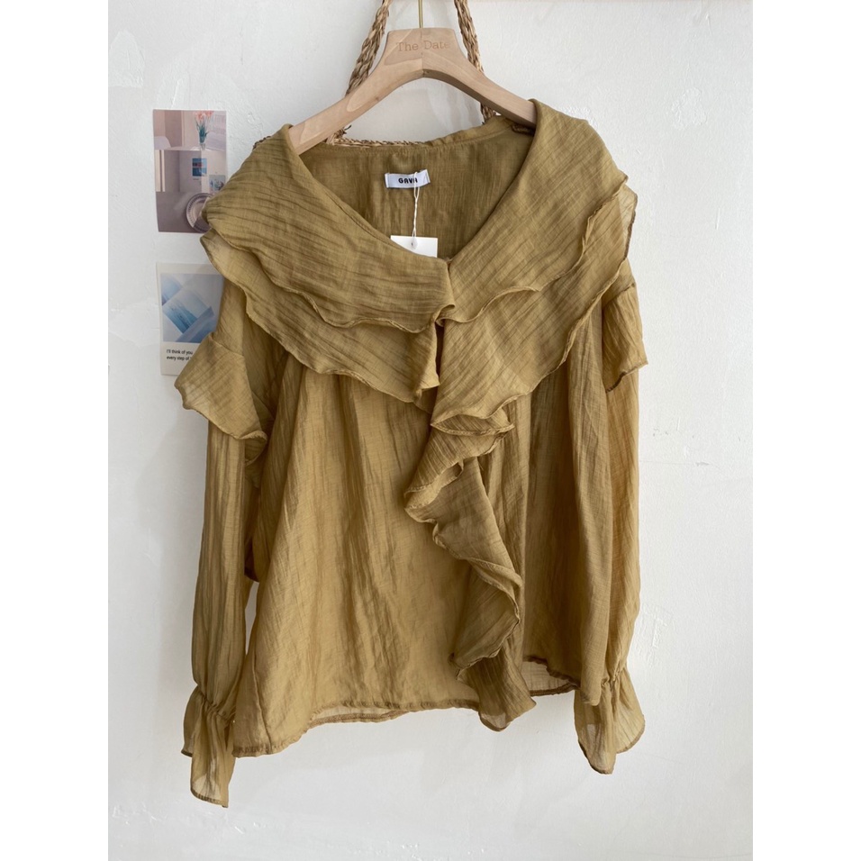 Áo bèo tay bo dài điệu chất đũi sần