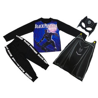 Bộ dài tay Chiến binh Báo đen Black Panther - tặng kèm áo choàng và mặt nạ