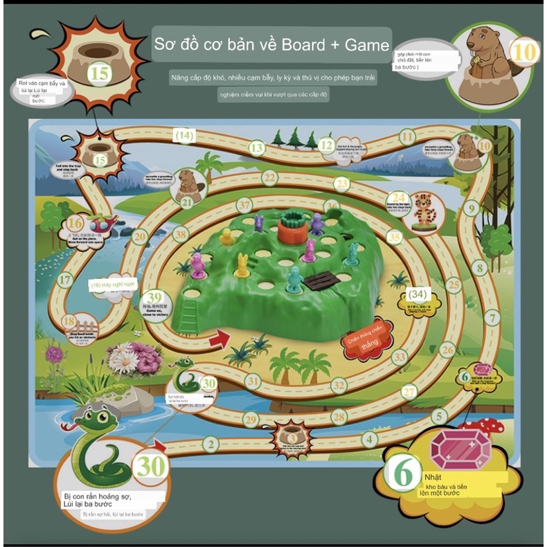 Trò Chơi Bẫy Thỏ Phiên Bản Nâng Cấp 48 Thẻ + 4 Bẫy + Sơ Đồ, Board Game Trò Chơi Tương Tác Cho 3-4 Người