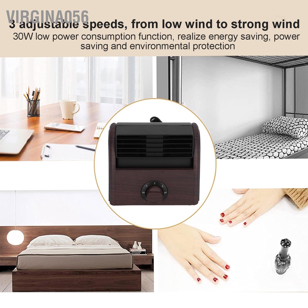 Virgina056 Quạt hạt gỗ nâu 3 bánh răng có thể điều chỉnh mini không cánh siêu im lặng di động CN Cắm 220V