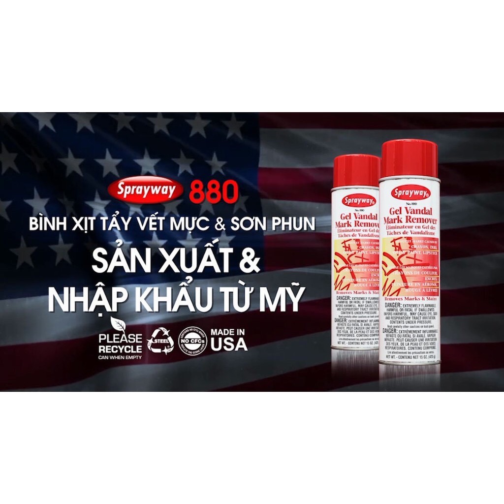 Chai Xịt Tẩy Vết Bẩn Bút Chì, Son Môi, Mực In Bám Trên Tường Sprayway Gel Vandal Mark Remover  425g chamsocxestore