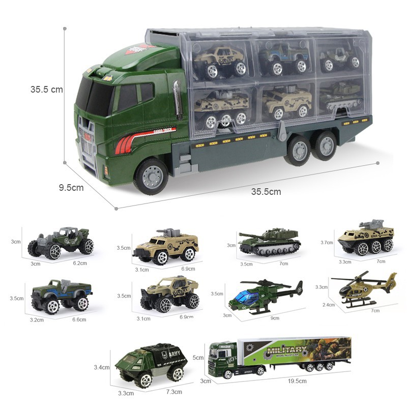 Bộ 10 xe đồ chơi trong xe tải vui nhộn dành cho bé