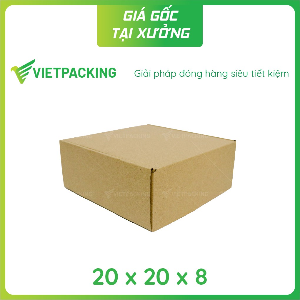 20x20x8 - 25 hộp carton nắp gài hông chắc chắn giấy cứng V110