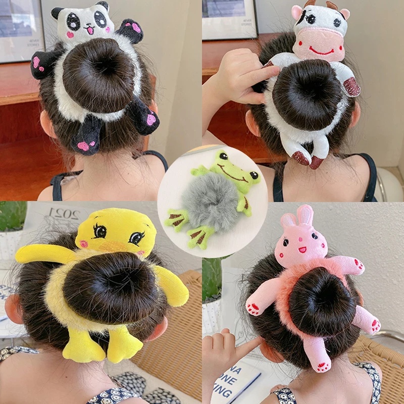 Dây thun cột tóc hình thú vật hoạt hình nhồi bông dễ thương thời trang cho trẻ em