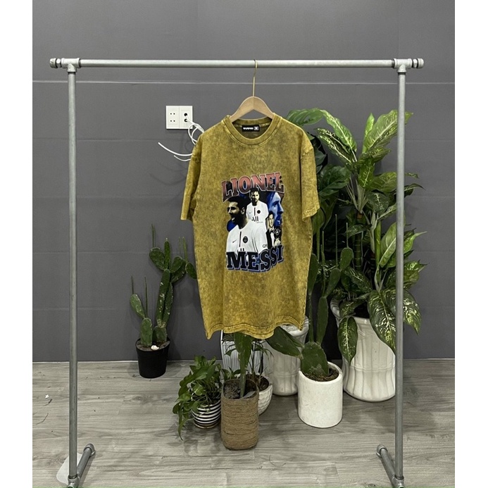 ÁO THUN TAY LỠ WASH COTTON LIONEL MESSI FORM UNISEX NAM NỮ (kèm ảnh thật)