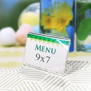 Kệ mica trưng bày- kệ mica chữ L size 9cm x7cm - menu mica- shop Biển Hiệu Toàn Mỹ