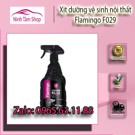 Xịt dưỡng vệ sinh nội thất Flamingo F029 500ml ( mẫu mới vỏ chai màu hồng )