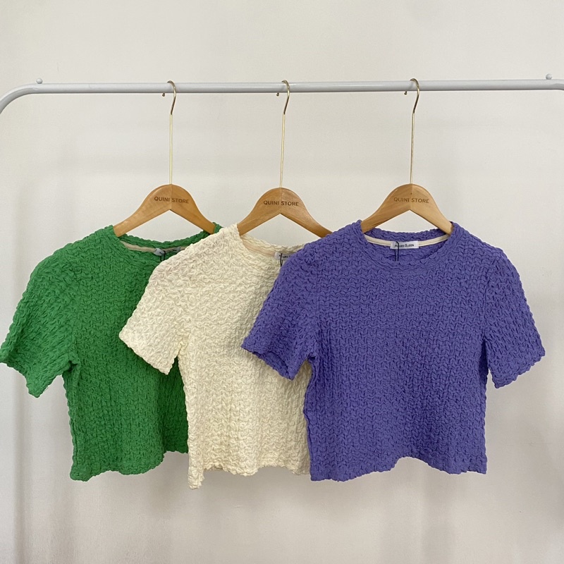 Áo Croptop Thun Xốp Co Giãn - Ảnh Thật Và Video Shop Chụp