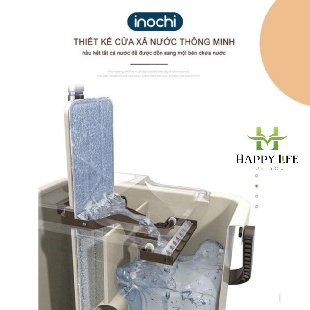 Cây lau nhà tự vắt, bộ lau nhà thông minh 2 ngăn size trung INOCHI tiêu chuẩn Nhật Bản - Happy Life 4U