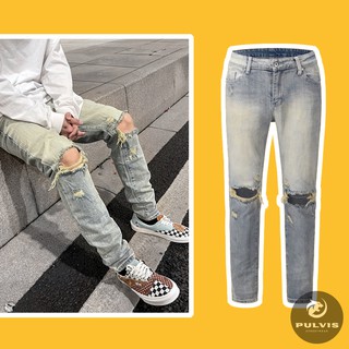⚡️[CHỈ 1 NGÀY] - Quần jeans nam rách gối skinny blue, quần bò nam rách gối