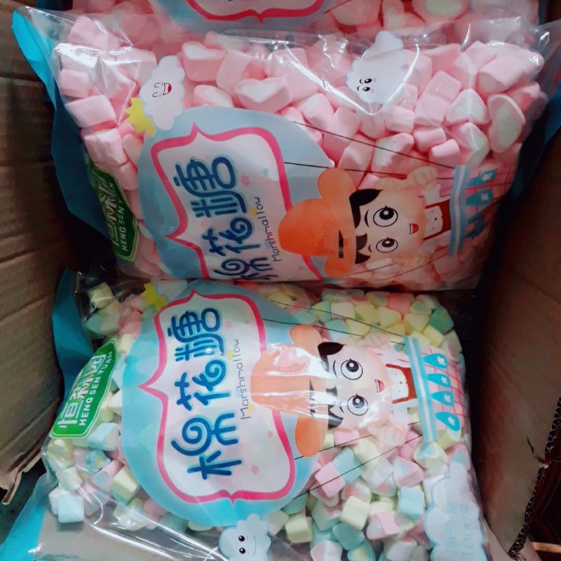 Kẹo dẻo xốp Marshmallow trang trí bánh kem (Bịch 1kg) - Loại đẹp, kẹo bông gòn