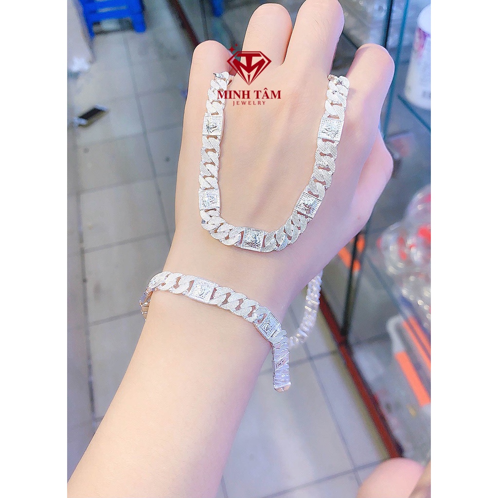 Lắc tay bạc nam mặt Versac bạc ta,Vòng tay mặt Versac bạc ta cho nam-Minh Tâm Jewelry