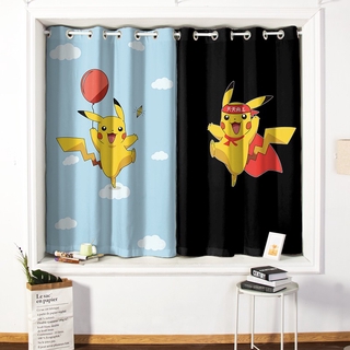 Rèm Cửa Sổ Bằng Vải Họa Tiết Pikachu Đáng Yêu