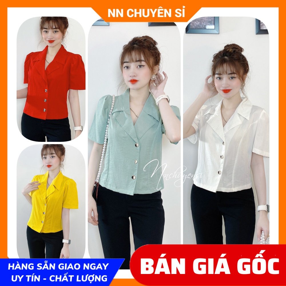 Áo kiểu công sở nữ chất vải MT mềm mịn cổ Vest phom croptop MT1986