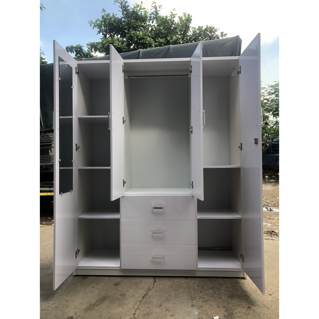 Tủ 4 cánh 3 ngăn kéo ngang 1m64 cao 1m84 TN406