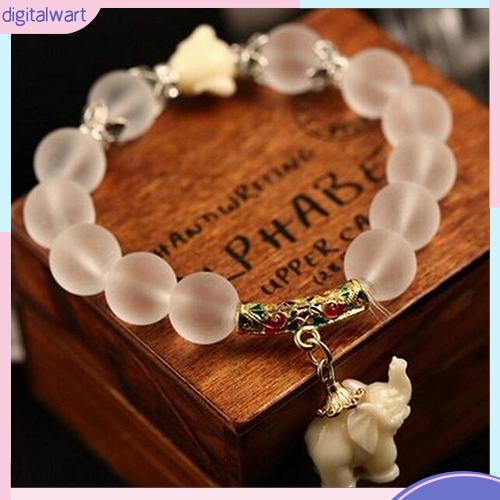 Vòng tay chuỗi hạt trong suốt mặt hình voi xinh xắn dễ thương dành cho nữ