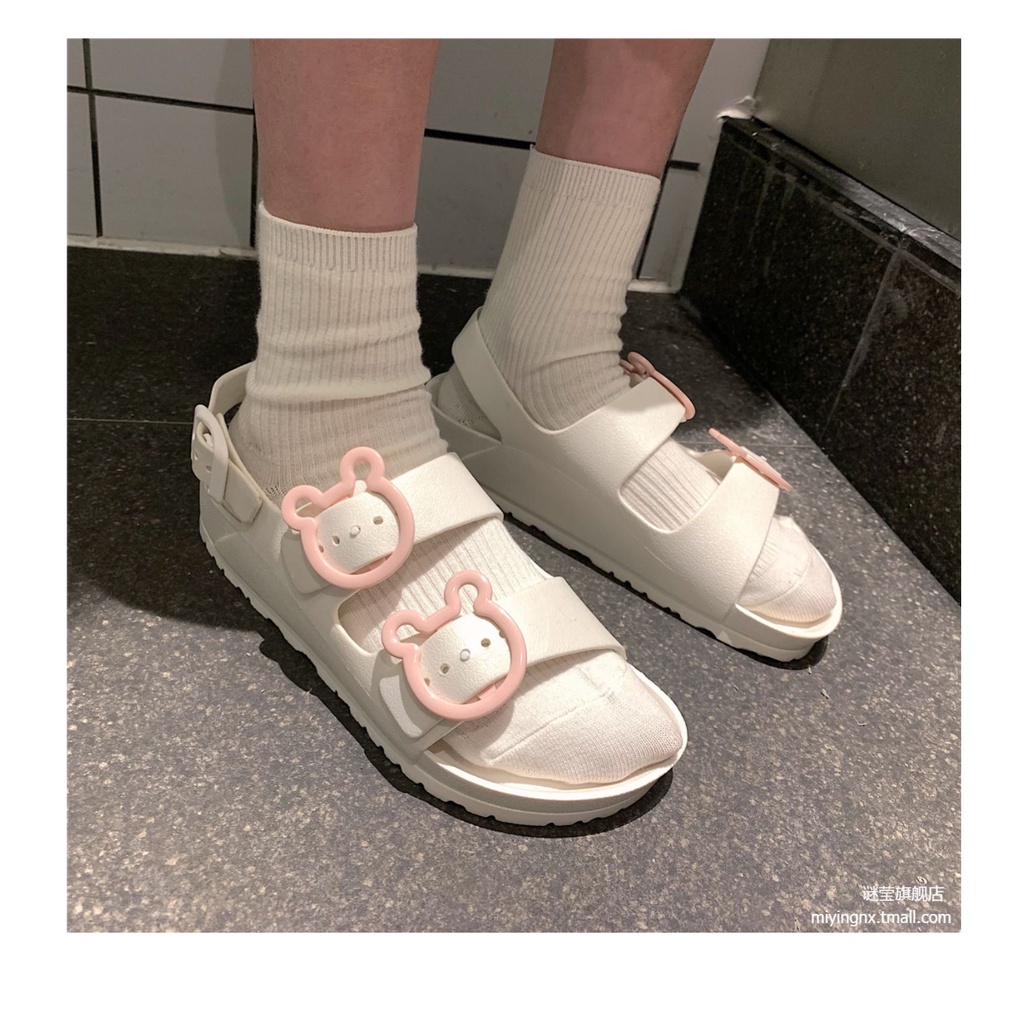 Giày Sandal Đế Bằng Dày Dặn Phong Cách La Mã Thời Trang Mùa Hè Hàng Mới Dành Cho Bạn Nữ Mang Đi Biển