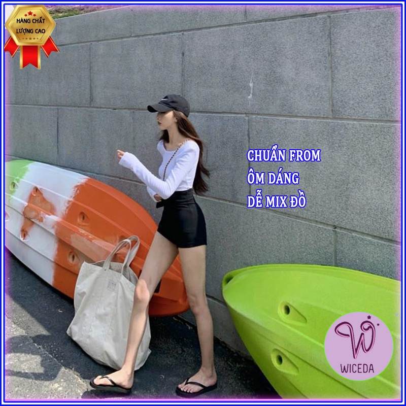Quần short dance lưng cao lisa tôn dáng . quần đùi nữ cạp cao ôm body chất vải umi dày co giãn màu đen Wiceda DC451