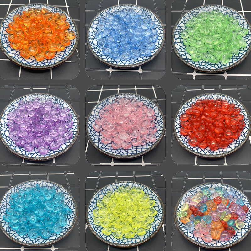 Bộ 60 hạt nhựa acrylic trong suốt 10mm hình trái tim dùng làm trang sức DIY-30