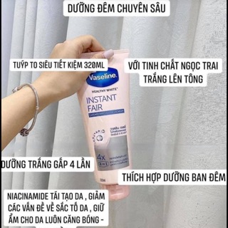 Tinh Chất dưỡng trắng da ban đêm Vaseline 4x tinh chất ngọc chai