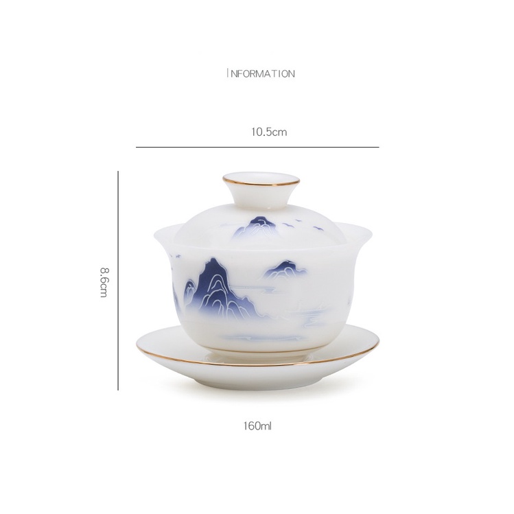 Chén Khải sứ trắng Bạch Định thấu quang 160 ml