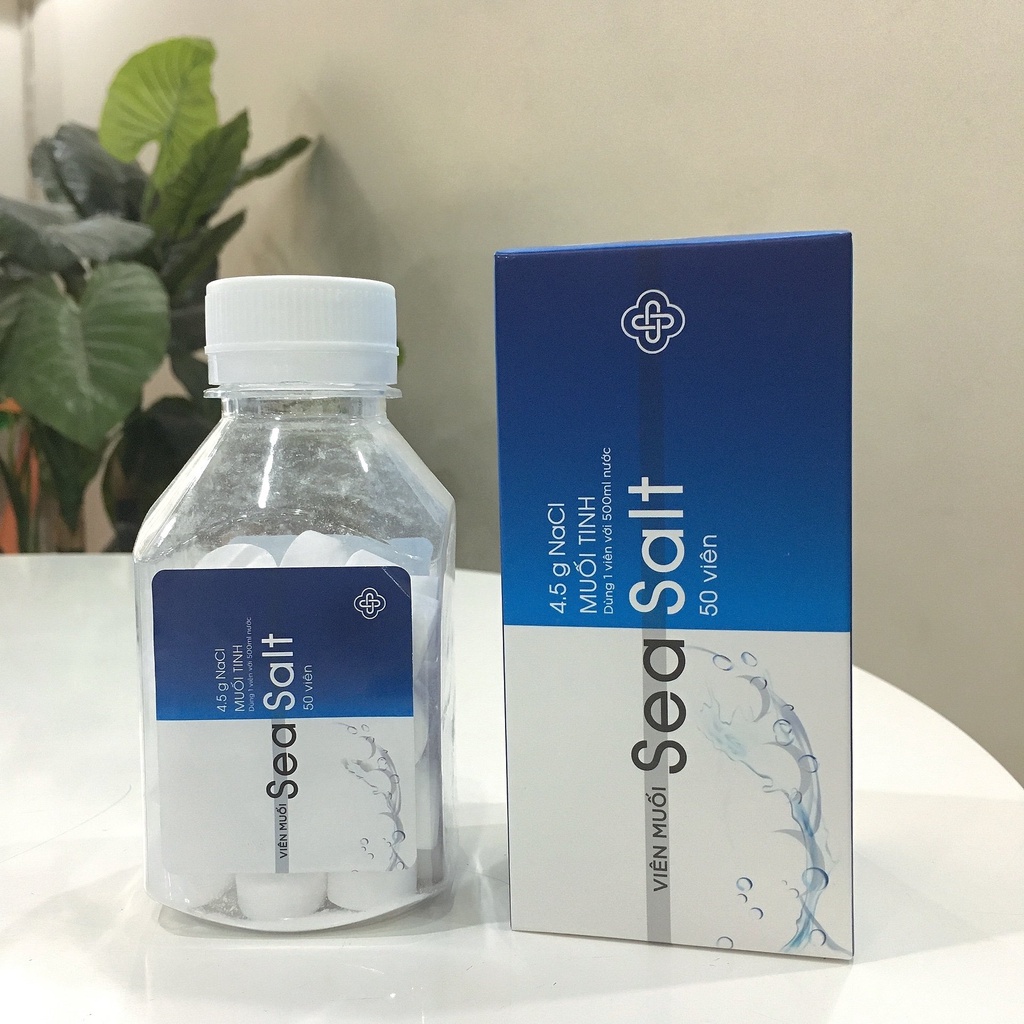 Viên Muối Tinh SEASALT NaCl 0,9%, Viên Muối Sinh Lý Tự Pha Dung Dịch Nước Muối Dễ Dàng, Súc Miệng Hàng Ngày – Lọ 50 Viên