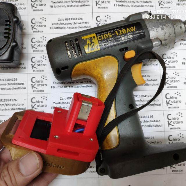 Đế chuyển hộp pin máy CIDS 120AW sang hộp pin makita cài