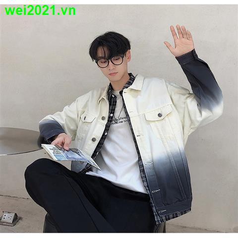 Áo khoác sơ mi denim dáng rộng màu gradient phong cách Hàn Quốc mới 2020