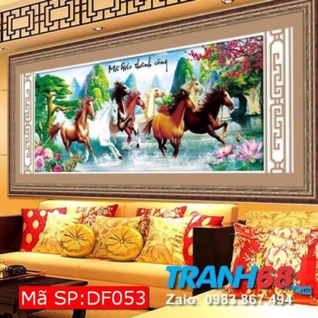 Tranh đính đá mã đáo thành công kt175x75cm