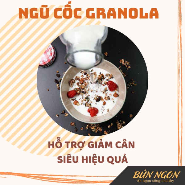 Granola siêu Hạt & Quả Ngũ cốc giảm cân ăn kiêng mix 12 loại hạt dinh dưỡng, trái cây sấy khô nhập khẩu 500g